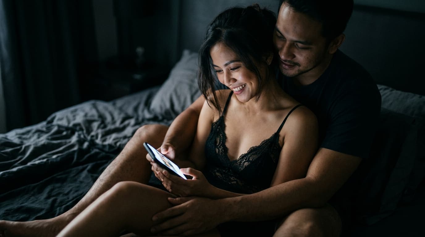 Couple Sharing Phone